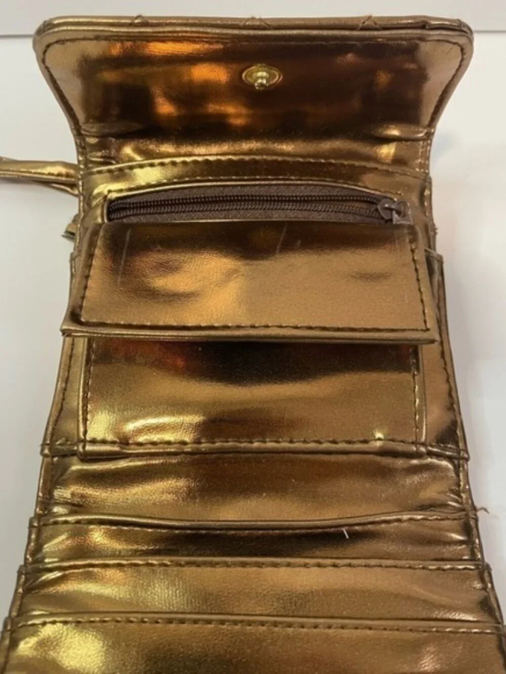 Tri-Fold Rose Gold Quilted Wallet / Crossbody  Mini Purse